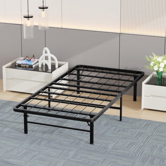XYGOO | Twin Bed Frame | Metal | Heavy Duty Steel Slats with 6 Legs | Foldable | Sturdy, No Box Spring Needed | Easy to Assemble with Under-Bed Storage | Furniture for Home, Dorms