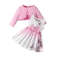 thumbnail image 1 of XYIJANI Baby Girls Dress and Cardigan Set Infant Ruffle Coat Butterfly Print Skirt Toddler Long Sleeve Outfit (Pink,6M), 1 of 6