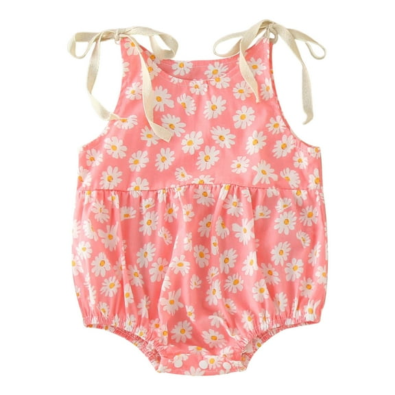 XYIJANI Boy Clothes Infant Girls Sleeveless Daisy Prints Ruffle Romper Newborn Bodysuits Jumpsuit Clothes Boy Clothes 18-24 Months Infant Winter Clothes Baby Rompers Girl (Red,70)