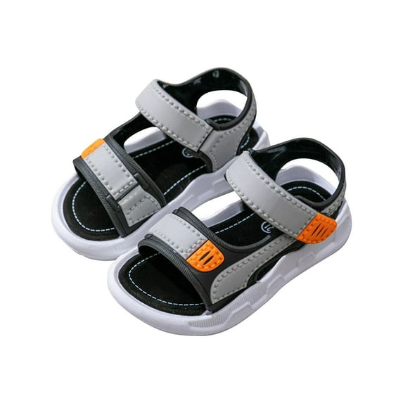 XYIJANI Boys Sandals Summer Beach Shoes Hook Loop Breathable Non Slip Sandals (Gray,25)