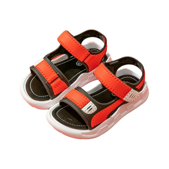 XYIJANI Boys Sandals Summer Beach Shoes Hook Loop Breathable Non Slip Sandals (Red,30)