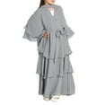 thumbnail image 1 of XYIJANI Chiffon Layered Dress Open Abaya Dubai Kaftan Muslim Cardigan Abayas Dresses for Girls Casual Dresses Robe Kimono Islam Clothin (Gray,140), 1 of 6