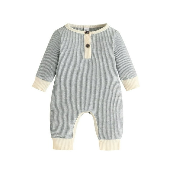 XYIJANI Clearance 0-3 Month 0-3 Month Baby Clothes Clothes Boys Fall Simple Splicing Color Collision Bodysuit Crawlsuit Baby Boy Gifts (Gray,90)