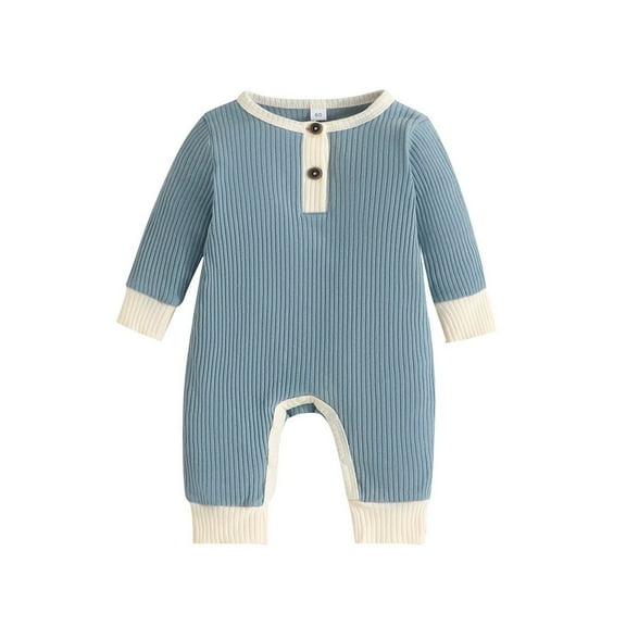 XYIJANI Clearance 0-3 Month Baby Clothes Boys Fall Simple Splicing Color Collision Bodysuit Crawlsuit Preemie Clothes Girl (Blue,70)
