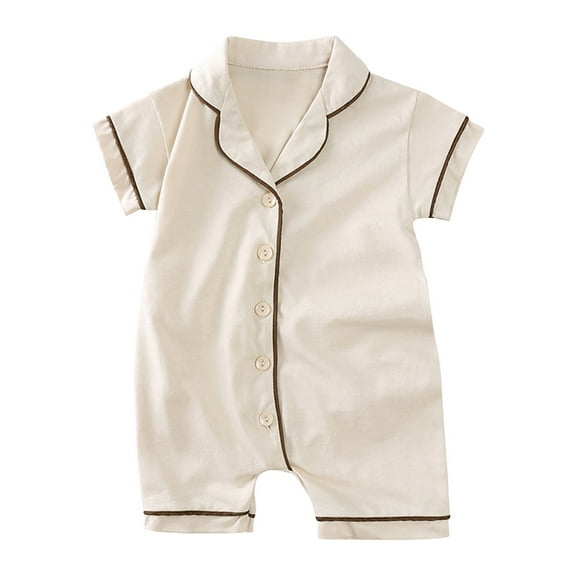 XYIJANI Clearance 0-3 Month Baby Clothes Toddler Girls Boys Short Sleeve One Crawling Suit Baby Pajamas Homewear Baby Boy (Beige,100)