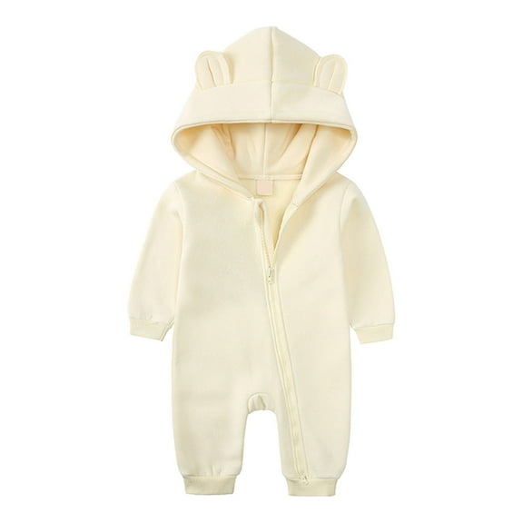 XYIJANI Clearance 0-3 Months Baby Girl Clothes Children's Jumpsuit Autumn/Winter Cute Cartoon Bear Hooded Zippered Jumpsuit Party Birthday Indoor and Outdoor Preemie Clothes Girl (Yellow,66)