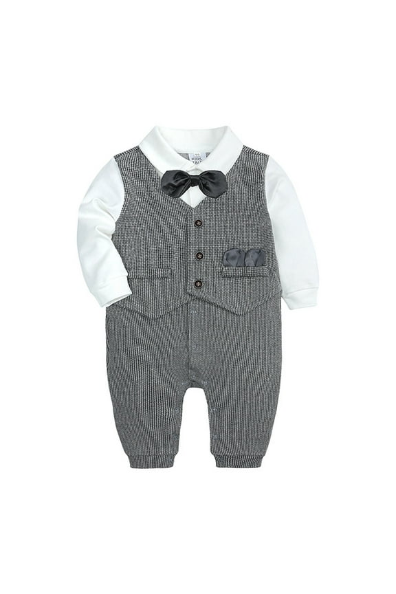 Clearance 3-6 Month Boy Clothes Newborn Infant Baby Boys Cotton Bow Tie Gentleman Autumn Long Sleeve Romper Jumpsuit Set Clothes Baby Girl Clothes 6-9 Months (C,3M)