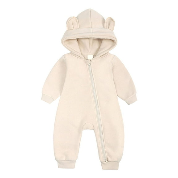 XYIJANI Clearance 6-9 Month Girl Clothes Children's Jumpsuit Autumn/Winter Cute Cartoon Bear Hooded Zippered Jumpsuit Party Birthday Indoor and Outdoor Preemie Clothes Boys (Beige,90)
