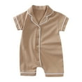 thumbnail image 1 of XYIJANI Clearance Baby 0-3 Month Baby Onesies Toddler Girls Boys Short Sleeve One Crawling Suit Baby Pajamas Homewear Baby Boy Clothes (Khaki,73), 1 of 4