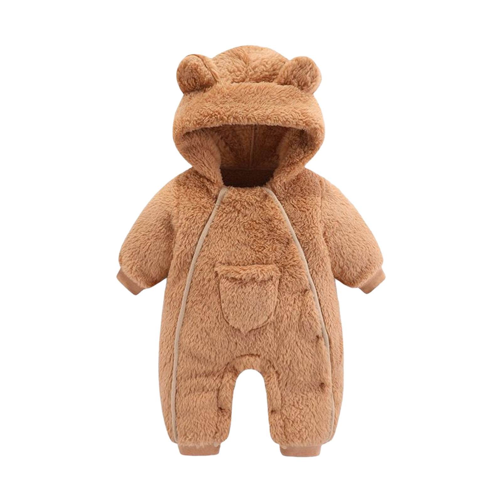 XYIJANI Clearance Baby Boy Clothes 0-3 Months Newborn Baby Bear Onesie Outfit Suit Girls Boys Fleece Jumpsuit Romper Hooded Coat Winter Clothes Outwear Snowsuit New Born Clothes Baby Girl (Khaki,59)
