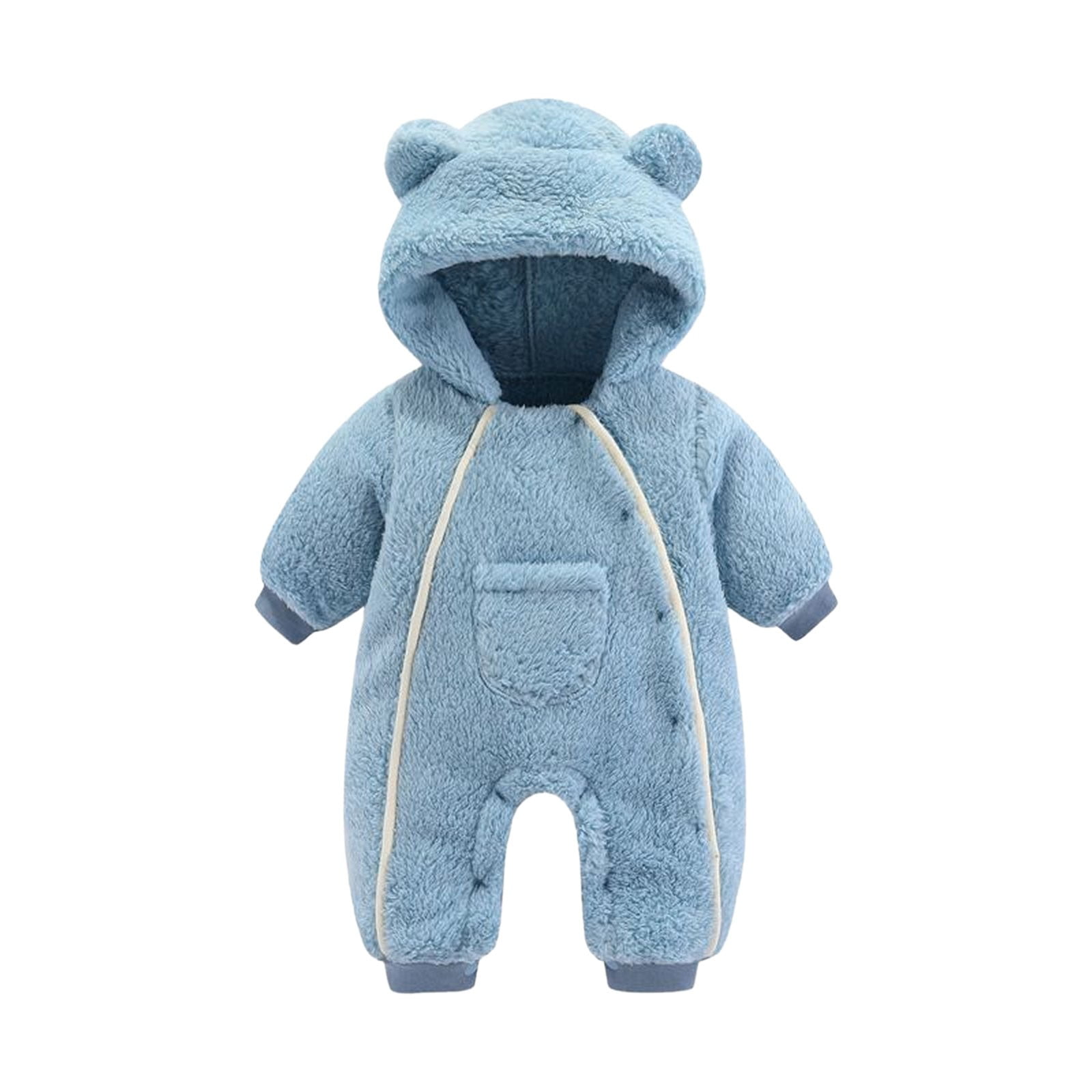 XYIJANI Clearance Baby Boy Clothes 6-9 Months Newborn Baby Bear Onesie Outfit Suit Girls Boys Fleece Jumpsuit Romper Hooded Coat Winter Clothes Outwear Snowsuit Baby Onesies (Blue,80)