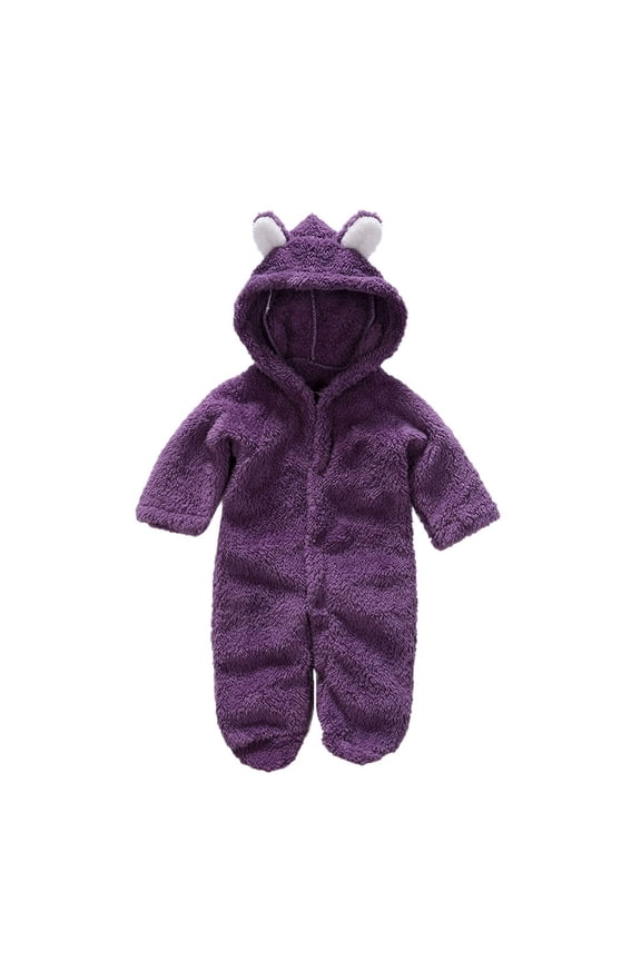 Clearance Baby Boy Clothes 6-9 Months Newborn Baby Long Sleeve Animal Style Thick Warm Climbing Romper Jumpsuit Infant Girl Clothes (Purple,0-3 Months)