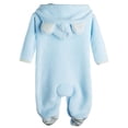 thumbnail image 1 of XYIJANI Clearance Baby Boy Sleepers Baby Ha Clothing Autumn and Winter Coral Velvet Hooded Long Sleeved Crawling Suit Baby Cute Warm Baby Onesies (Blue,Newborn), 1 of 5