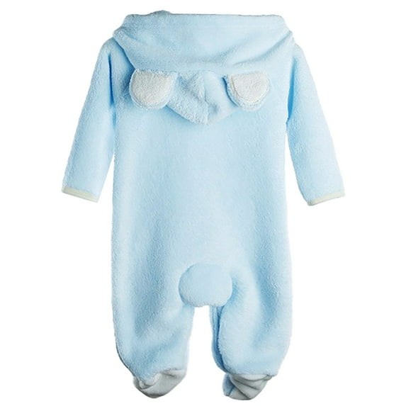 XYIJANI Clearance Baby Boy Sleepers Baby Ha Clothing Autumn and Winter Coral Velvet Hooded Long Sleeved Crawling Suit Baby Cute Warm Baby Onesies (Blue,Newborn)