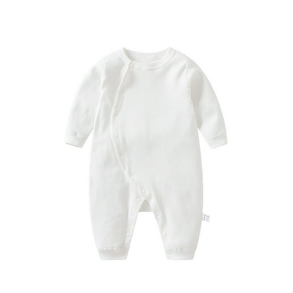 XYIJANI Clearance Baby Clothes Infant Girl Boys Spring and Autumn Baby Solid Color Long Sleeve Offset Bodysuit Crawling Suit Preemie Clothes Girl (White,66)