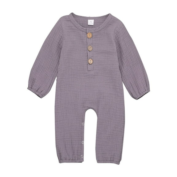 XYIJANI Clearance Baby Clothes Newborn Baby Girl Boy Jumpsuit Solid Color Long Sleeve Knitted Romper Clothes Light Long Sleeve Jumpsuit Preemie Clothes Girl (Purple,80)