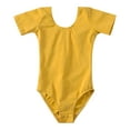 thumbnail image 1 of XYIJANI Clearance Children's Cotton Short-Sleeved Dance Practice Clothes, Summer Girls' Ballet Clothes Examination Clothes Open Crotch Children's Dance Clothes Short Sleeved Ballet Dress (Yellow,XL), 1 of 5