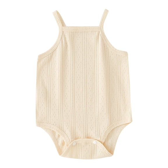 XYIJANI Clearance Gender Neutral Baby Clothes Infant Boys Girls Sleeveless Solid Romper Jumpsuit Newborn Summer Bodysuits Clothes Newborn Boy Clothes (Beige,90)