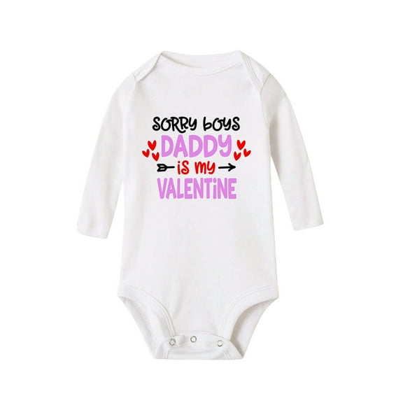 XYIJANI Clearance Gender Neutral Baby Clothes Kids Baby Valentine's Day Toddler Girls Boys Letter Heart Prints Long Sleeves Jumpsuit Romper Newborn Boy Clothes (White,12M)
