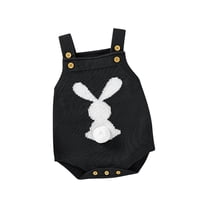 XYIJANI Clearance Newborn Onesies Infant Boys and Girls 3D Bunny Tail Decoration Suspenders Knitted Romper Children's Easter Wear Onesies 3-6 Months (Black,90)