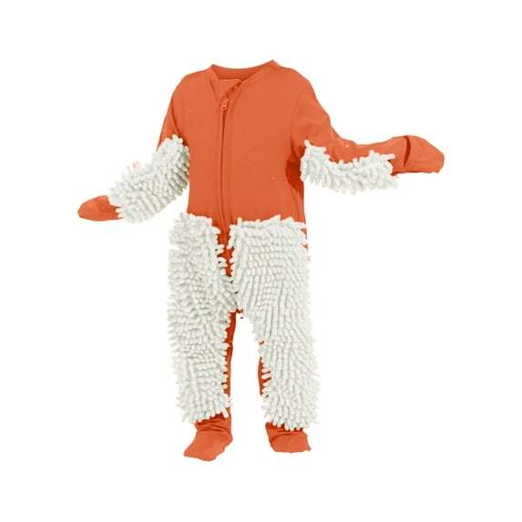 XYIJANI Clearance Newborn Onesies Infant Boys Girls Long Sleeved Floor Mop Crawl Suit Baby Jumpsuit Dirt Proof Mop Suit for 3 To 24 Months Baby Gifts for Girls (orange,80)