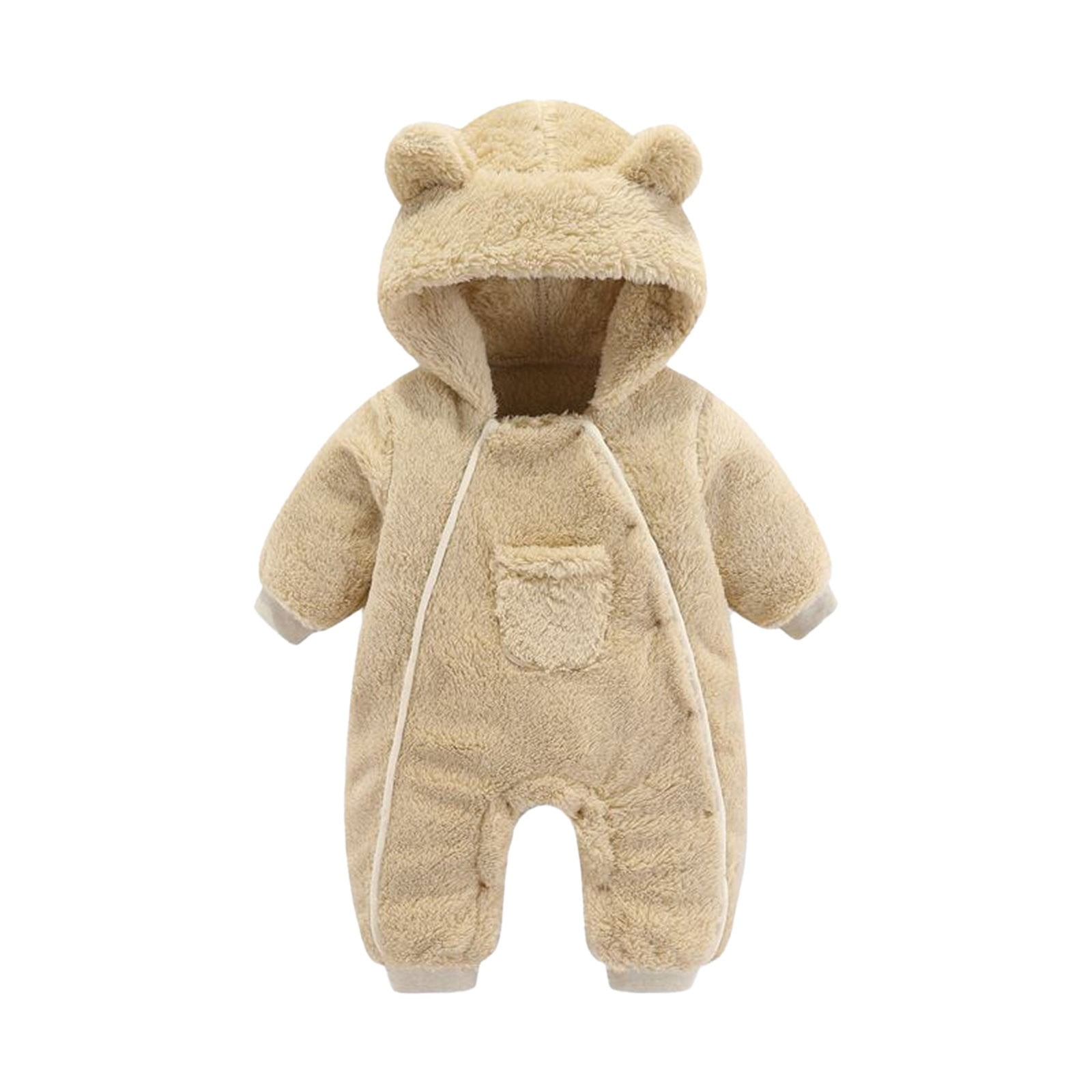 XYIJANI Clearance Newborn Onesies Newborn Baby Bear Onesie Outfit Suit Girls Boys Fleece Jumpsuit Romper Hooded Coat Winter Clothes Outwear Snowsuit Newborn Clothes (Yellow,80)