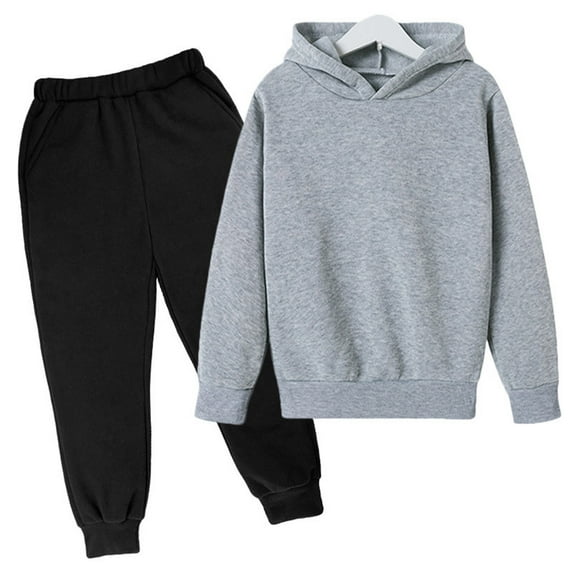 XYIJANI Clearance Toddler Fall Outfits for Girl Boy Long Sleeve Hoodie Top and Long Sweatpants Set Toddler Sweatsuit Kids Jogger Outfits Sets (Gray,160)