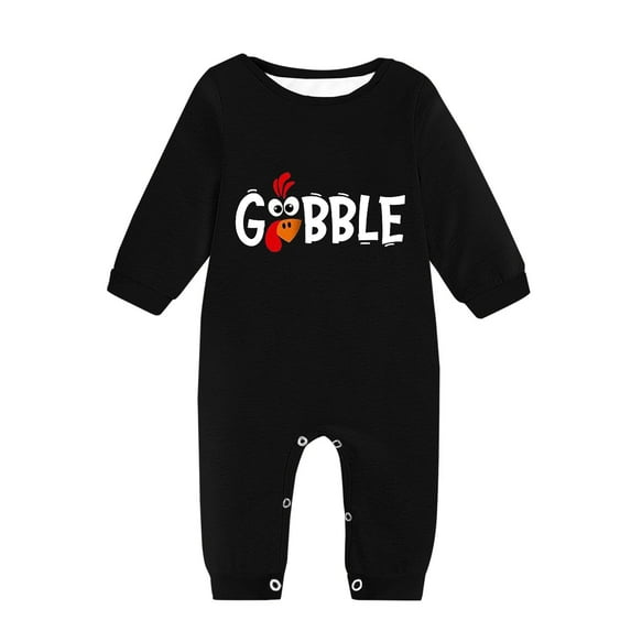XYIJANI Girl Clothes Infant/Toddler Romper Long Sleeved Round Neck Letter Printing Thanksgiving Romper Thanksgiving Party Boy Clothes 12-18 Months Baby Boy'S Clothing (Black,3M)