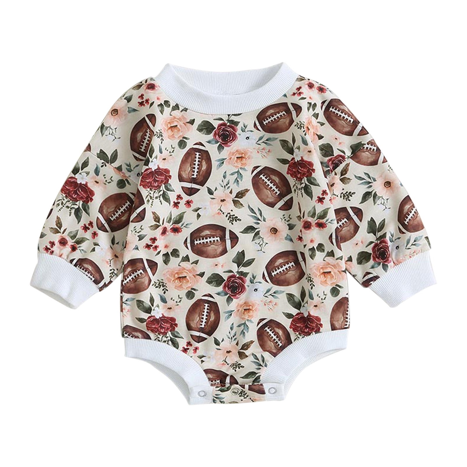 XYIJANI Girl Clothes Newborn Baby Girl Romper Long Sleeve Round Neck Baseball Print Outside Bodysuit Romper Jumpsuit Clothes 18 Month Boy 18-24 Month Boy Clothes (B,60)