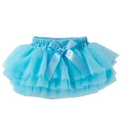 XYIJANI Girls Dress Infant Born Baby Girls Soft Fluffy Tutu Skirt Shorts Solid Bowknot Patchwork Party Carnival Mesh Tutu Skirt Summer Dress Girls Dresses for Little Girls (Light Blue,59)