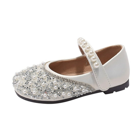XYIJANI Girls Dress Shoes Cute Bow Mary Jane Shoes Ballerina with Satin Ankle Tie for Wedding Birthday Party (Beige,30)