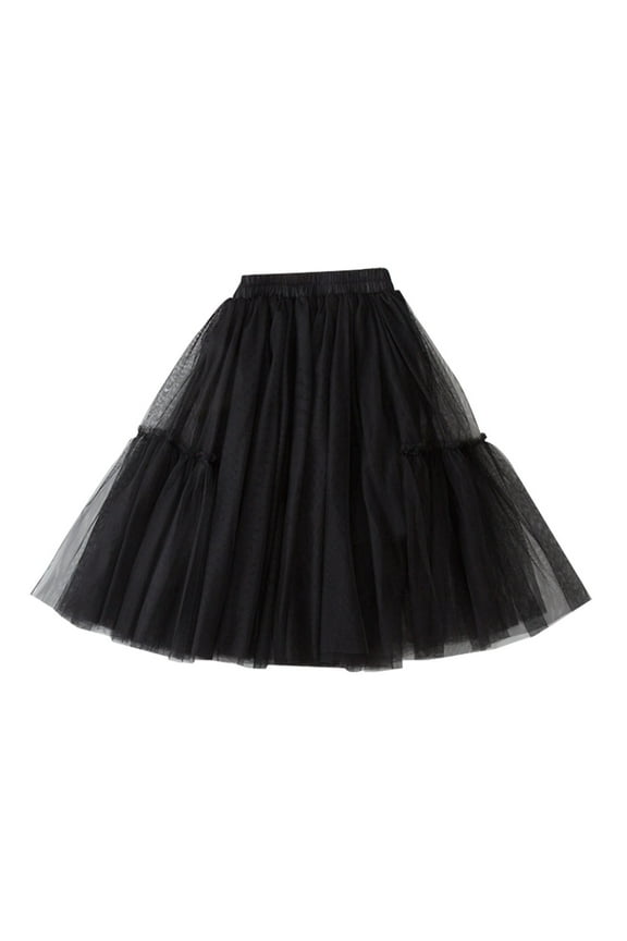 Girls Tulle Skirts Little Child Girls A-Line Mesh Skirt Long Tutu Skirts Casual Tiered Ruffle Maxi Skirts for Toddler Girls (Black,3-4 Years)