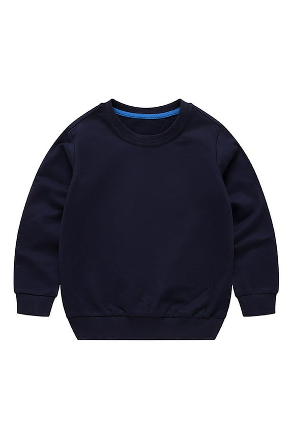 Kids Sweatshirt Toddler Boys Girls Solid Color Long Sleeve Round Neck Pullover Sweatshirt Harajuku Streetwear Fall Sweatshirts (Black,110)