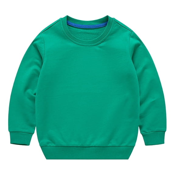 XYIJANI Kids Sweatshirt Toddler Boys Girls Solid Color Long Sleeve Round Neck Pullover Sweatshirt Harajuku Streetwear Fall Sweatshirts (Green,100)