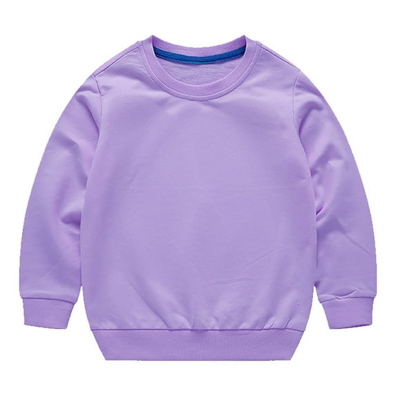 XYIJANI Kids Sweatshirt Toddler Boys Girls Solid Color Long Sleeve Round Neck Pullover Sweatshirt Harajuku Streetwear Fall Sweatshirts (Purple,140)