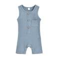 thumbnail image 1 of XYIJANI Newborn Pajamas Baby Girl Boys Pocket Outfits Jumpsuit Ribbed Infant Suspender Romper Button Baby Boys Romper&Jumpsuit Boy Clothes 18-24 Months (Blue,90), 1 of 6