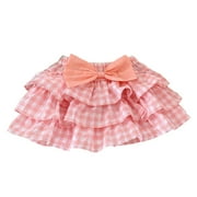 XYIJANI Skirt for Girs Newborn Infant Baby Girls Spring Summer Plaid Bow Tie Skirts Tulle Tutu Skirts Skirt (Pink,80)