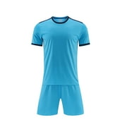 XYIJANI Soccer Game Children's Soccer Short Sleeved Boys and Girls Soccer Practice Sports (Blue,3XS)