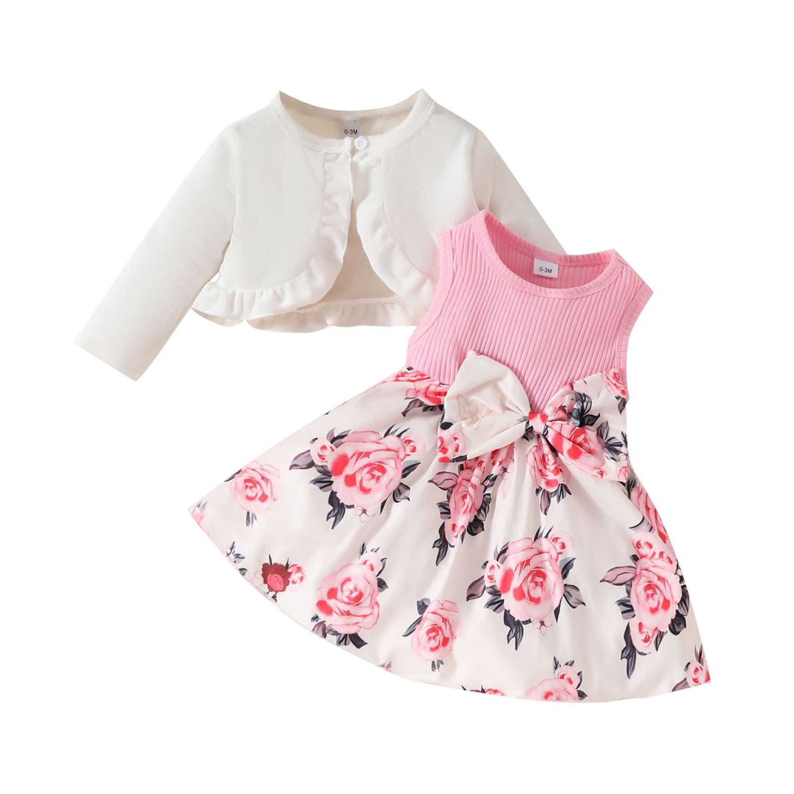 XYIJANI Sweatpants 2 Piece Outfit Baby Girls Autumn and Winter Long Sleeved Coat + Dress Set 0 3 Years Old Girl Plush Coat Vest Skirt Girls Clothing Set Girls Summer Outfits (White,3Y)