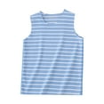 thumbnail image 1 of XYIJANI Tee Shirts Toddler Kids Girls Dance Tank Top Racerback Crop Tank Top Stripe Sleeveless Sports Dance Top Ballet Gymnastics Dancewear Tops (Blue,140), 1 of 4