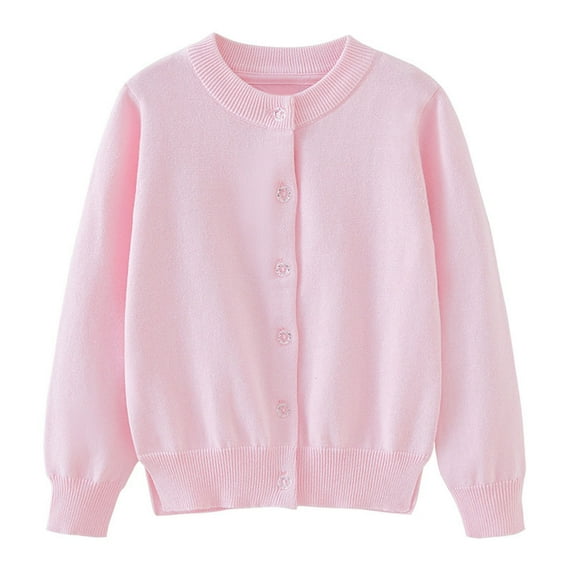 XYIJANI Toddler Boys Girls Cardigan Sweater Autumn/Winter Solid Color Knitted Jacket Party Birthday School (Pink,150)