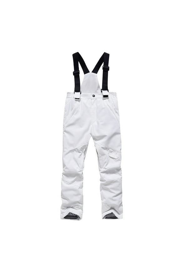 Toddler Snow Pants Girls Boys Casual Waterproof Windproof Overalls Winter Warm Snow Bibs Playsuit Kids Snowsuit Girls Boys Ski Cargo Pants (White,M)