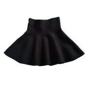 XYIJANI Tulle Skirt for Girs Kids Big Little Girls' High Waist Knitted Flared Pleated A Line Skirt Casual Solid Above Knee Skirt for Toddler Children Skirt (Black,150)