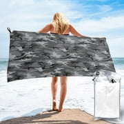 XYIN Grey Camouflage Beach Towel - Perfect for Travel, Swim, and Fitness