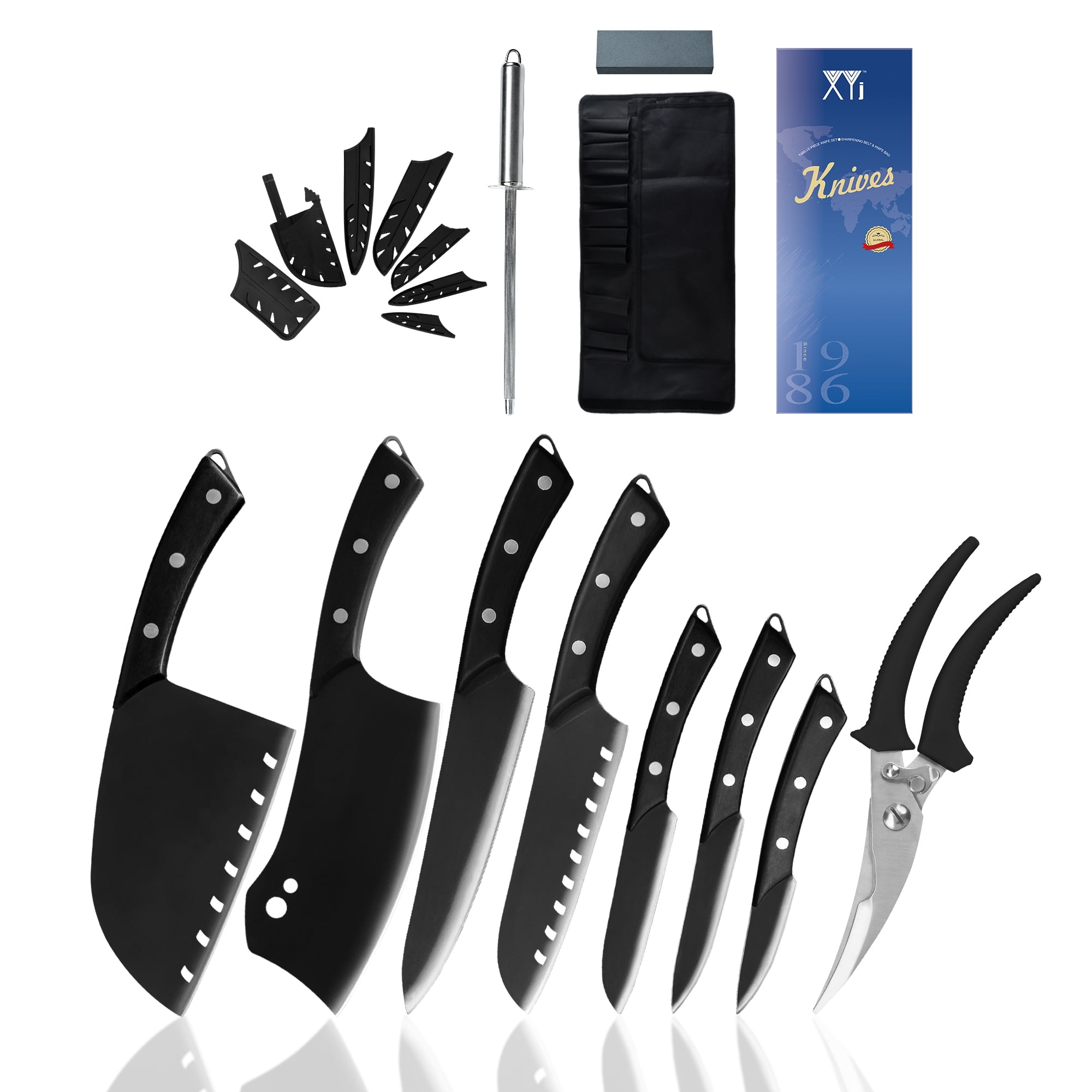 XYJ Professional Knife Sets for Master Chefs,Kitchen Knife Set with Bag