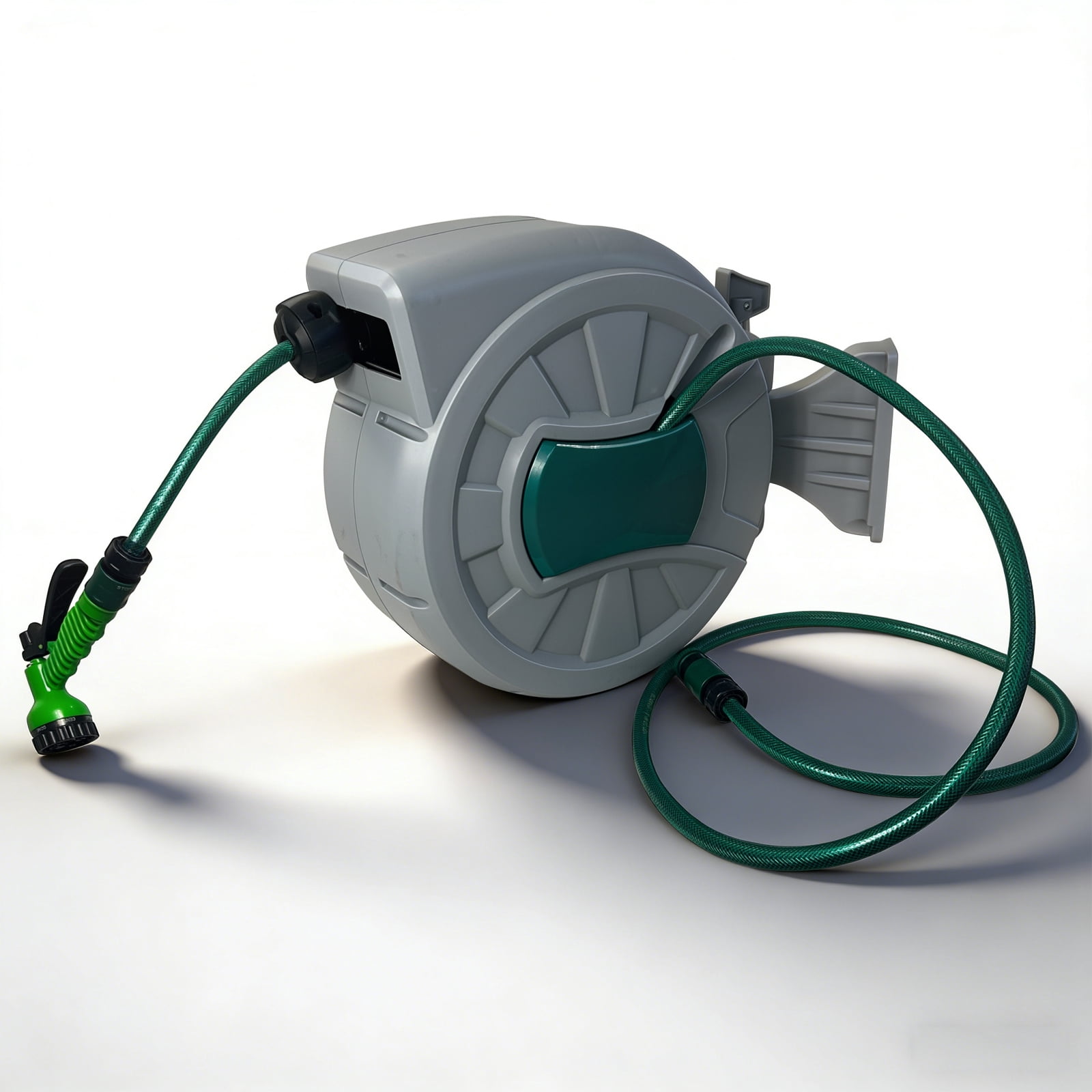 XYJBHB 100 FT Retractable Garden Hose Reel 1/2", Heavy Duty Wall Mounted Water Hose with 150 PSI Anti-Kink Pipe, All-Weather Durable, 180° Swivel & 7-Pattern Nozzle for Car Wash, Pet Bath & Gardening