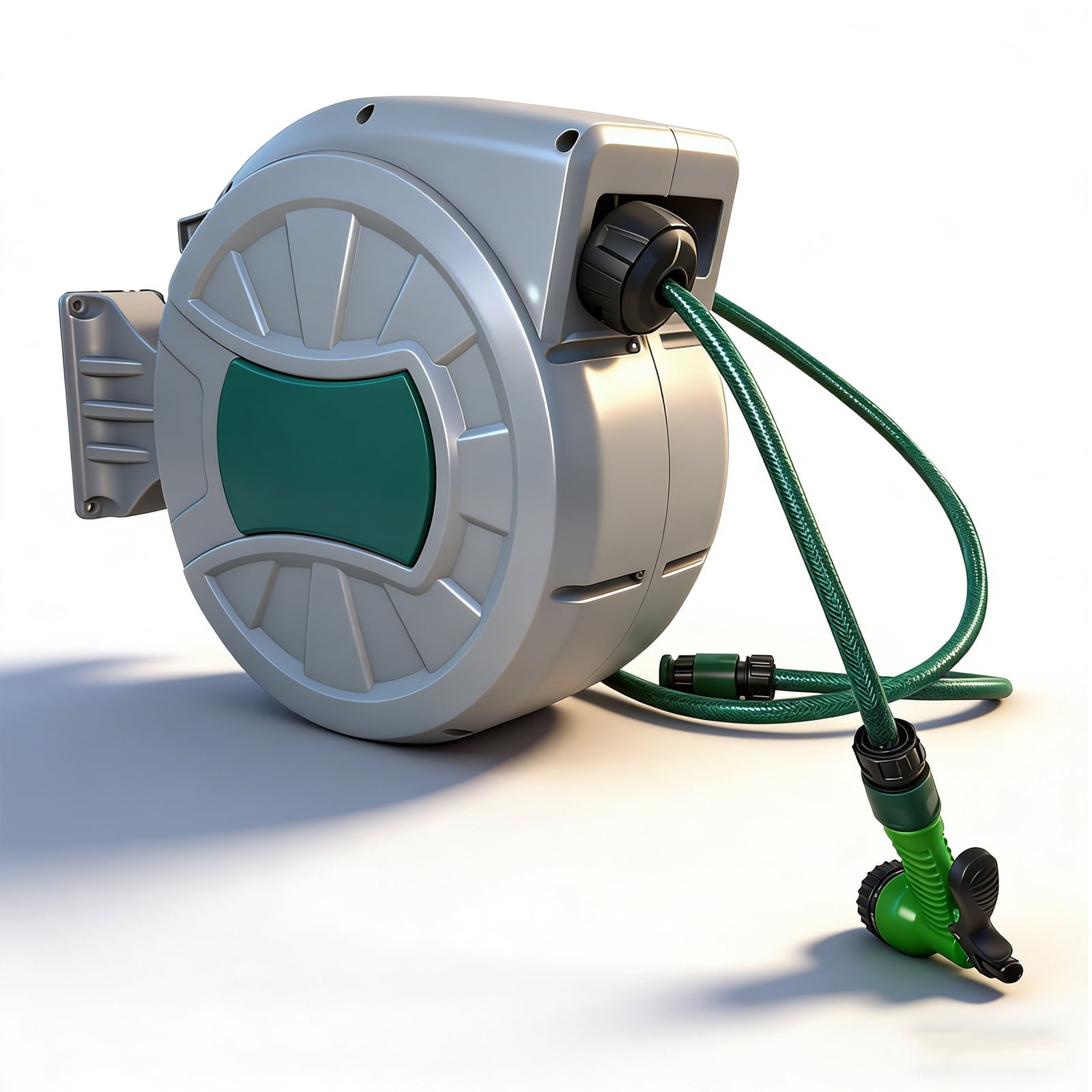 XYJBHB 100 FT Retractable Garden Hose Reel 1/2 Inch, Heavy Duty Wall Mounted Hose Reel with 150 PSI Anti-Kink Pipe, All-Weather Durable, 180° Swivel Bracket, Auto Rewind & Any Length Lock System