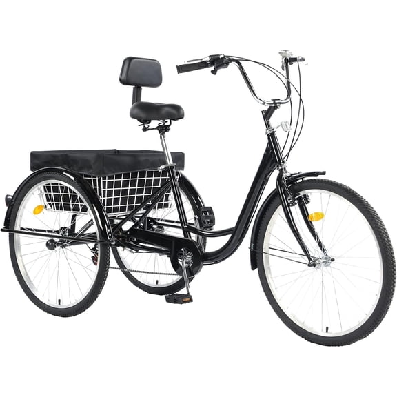 XYJBHB 24inch Adult Tricycle 7 Speed, 3 Wheel Bikes Tricycle for Adults for Women/Men/Seniors, Three Wheel Bike w/Front&Rear Basket