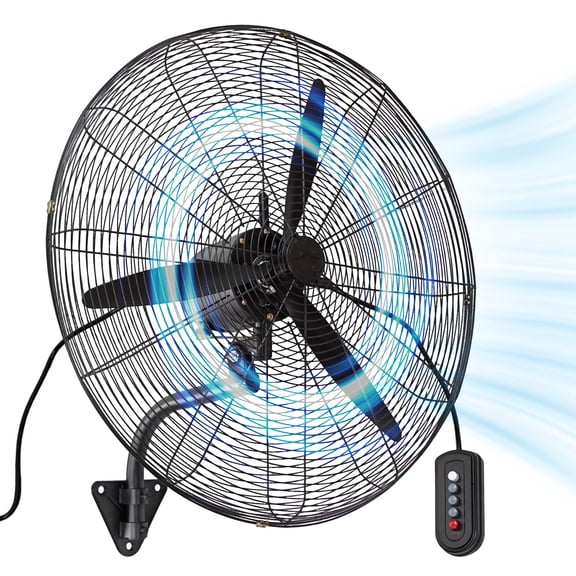 XYJBHB 30" Oscillating Wall Mount Fan , 11200 CFM High Velocity Industrial Commercial Fan , 3 - Speed Heavy Duty Metal Shop Fan for Garage Workshop Patio , Black