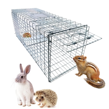 XYJBHB 31" Live Capture Animal Trap, Heavy Duty Folding Humane Cat Trap for Rabbit,Stray Cats, Raccoons, Squirrel, Skunk, Mole, Groundhog, Armadillo